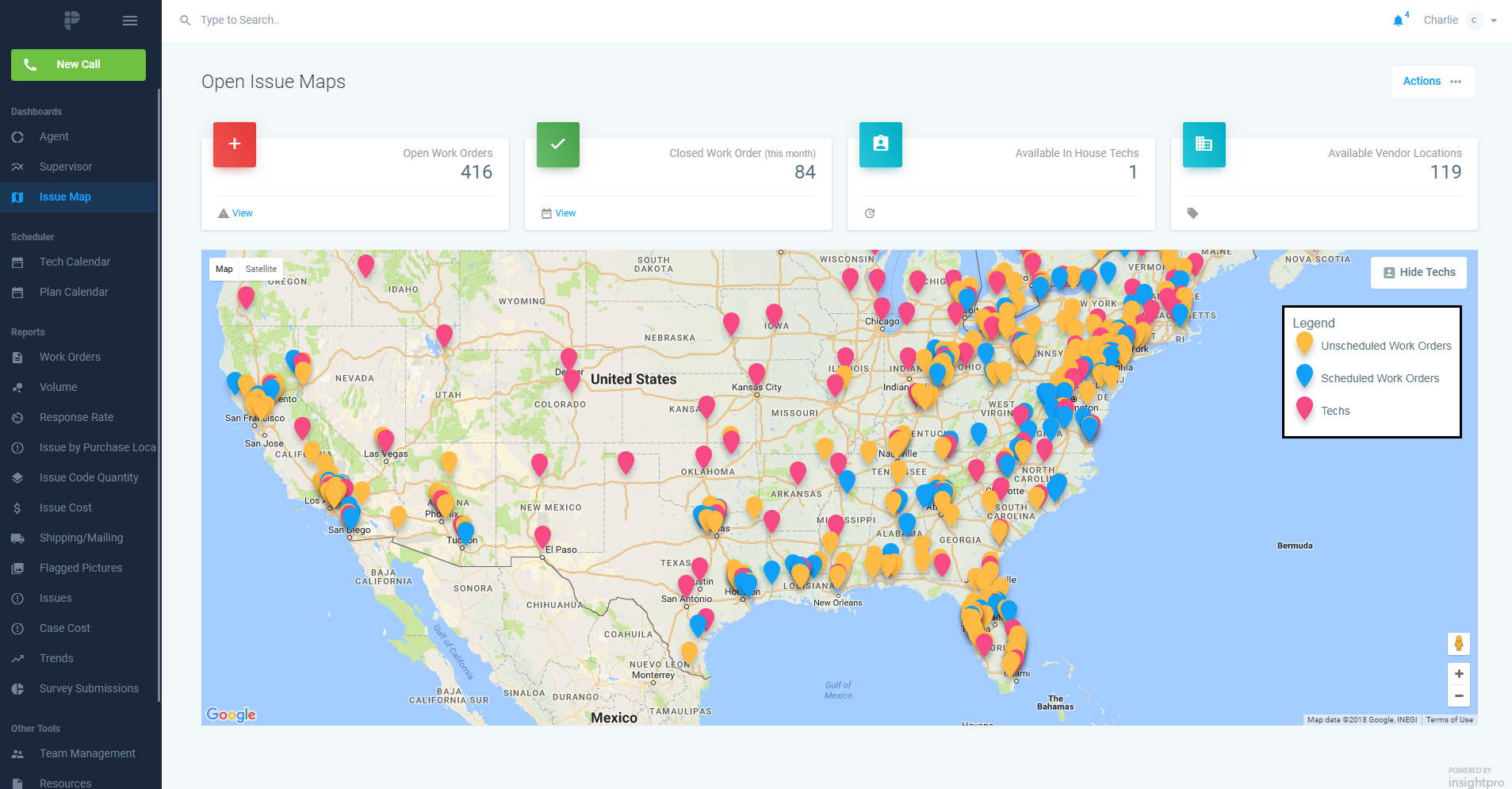 InsightPro Software Open Issues Map